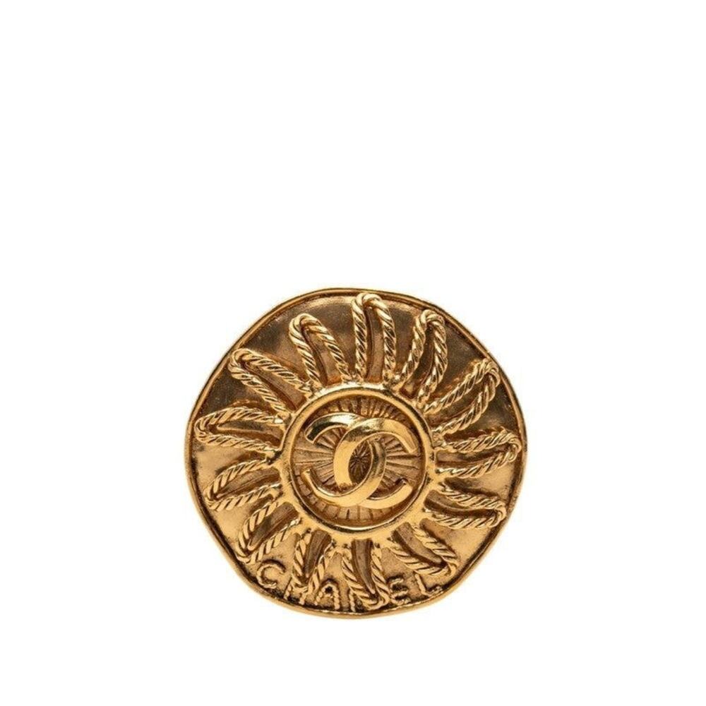 Chanel CC Logo Logo Sun Vintage Brooch Gold Plated